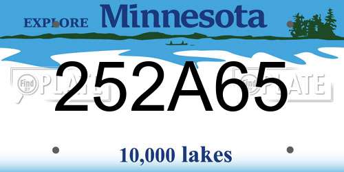 252A65 Minnesota License Plate