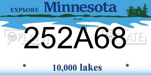 252A68 Minnesota License Plate