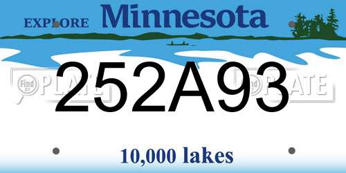 252A93 Minnesota License Plate