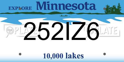 252IZ6 Minnesota License Plate