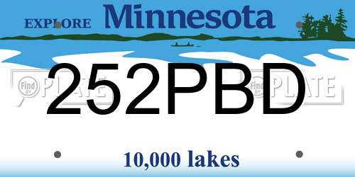 252PBD Minnesota License Plate