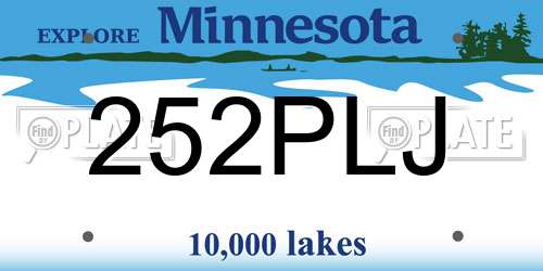 252PLJ Minnesota License Plate