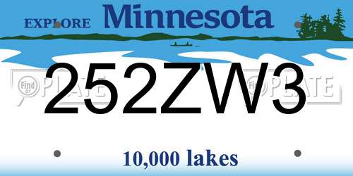 252ZW3 Minnesota License Plate