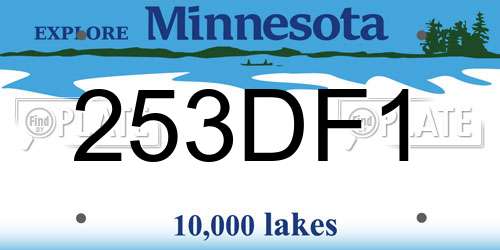 253DF1 Minnesota License Plate