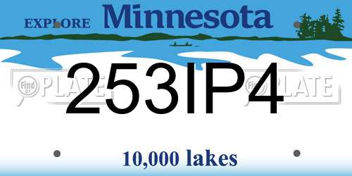 253IP4 Minnesota License Plate