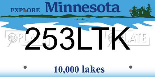 253LTK Minnesota License Plate