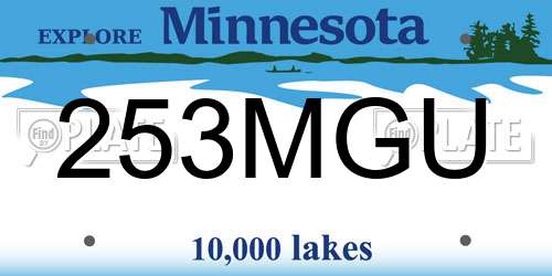 253MGU Minnesota License Plate