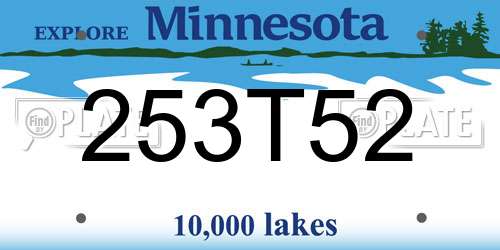 253T52 Minnesota License Plate