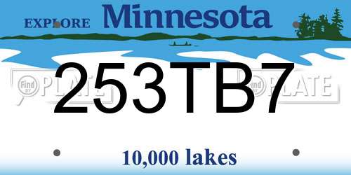 253TB7 Minnesota License Plate