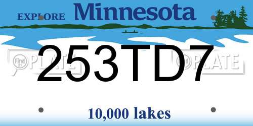 253TD7 Minnesota License Plate