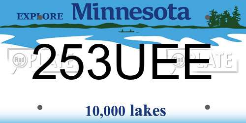 253UEE Minnesota License Plate