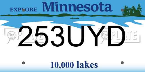 253UYD Minnesota License Plate