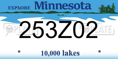 253Z02 Minnesota License Plate