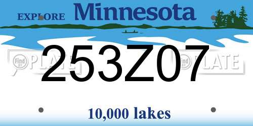 253Z07 Minnesota License Plate