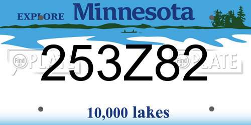 253Z82 Minnesota License Plate