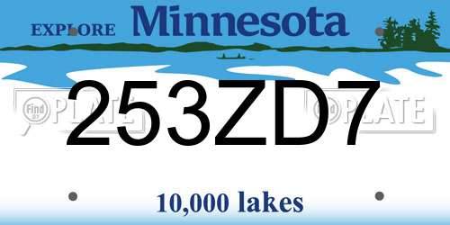 253ZD7 Minnesota License Plate