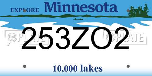 253ZO2 Minnesota License Plate