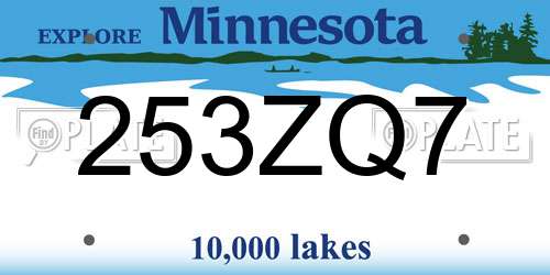 253ZQ7 Minnesota License Plate