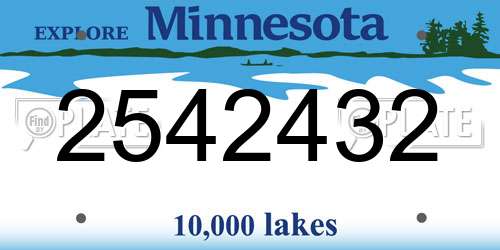 2542432 Minnesota License Plate