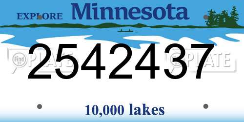2542437 Minnesota License Plate