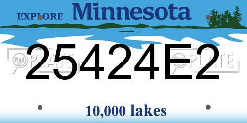 25424E2 Minnesota License Plate