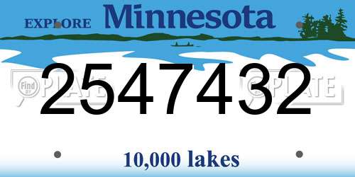 2547432 Minnesota License Plate