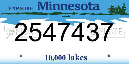 2547437 Minnesota License Plate
