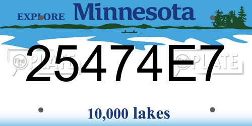 25474E7 Minnesota License Plate