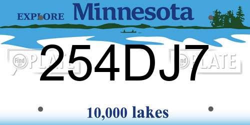 254DJ7 Minnesota License Plate