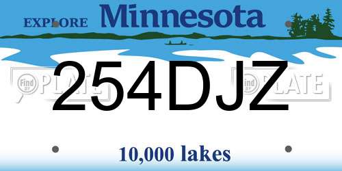 254DJZ Minnesota License Plate