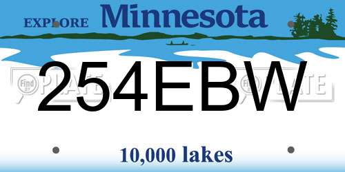 254EBW Minnesota License Plate