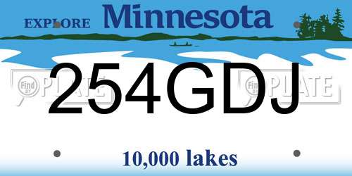 254GDJ Minnesota License Plate