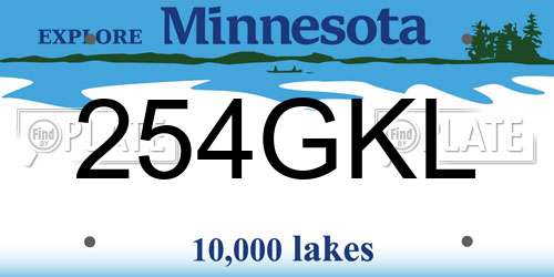 254GKL Minnesota License Plate
