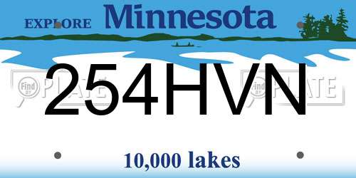 254HVN Minnesota License Plate