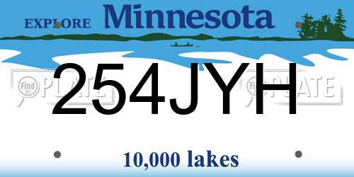 254JYH Minnesota License Plate