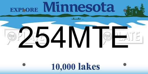 254MTE Minnesota License Plate