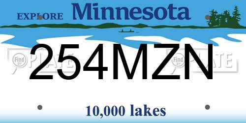 254MZN Minnesota License Plate