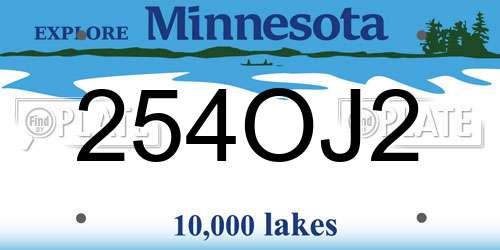 254OJ2 Minnesota License Plate