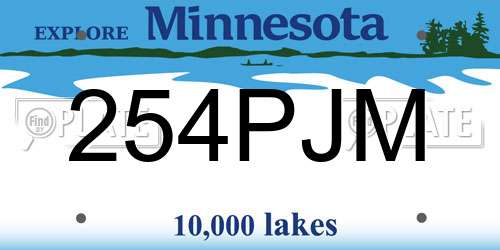 254PJM Minnesota License Plate