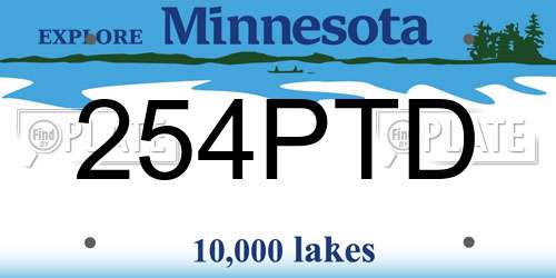 254PTD Minnesota License Plate