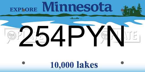 254PYN Minnesota License Plate