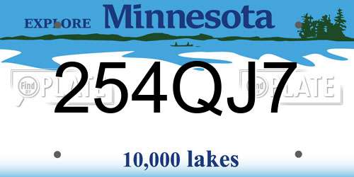 254QJ7 Minnesota License Plate