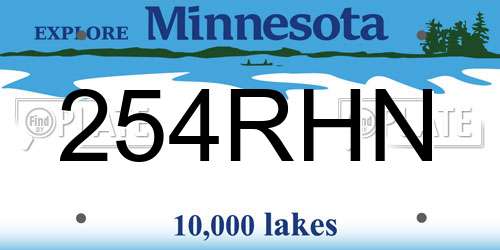 254RHN Minnesota License Plate