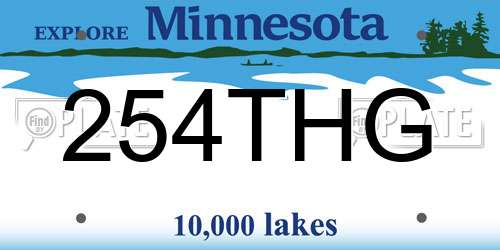 254THG Minnesota License Plate