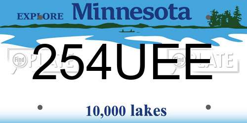 254UEE Minnesota License Plate
