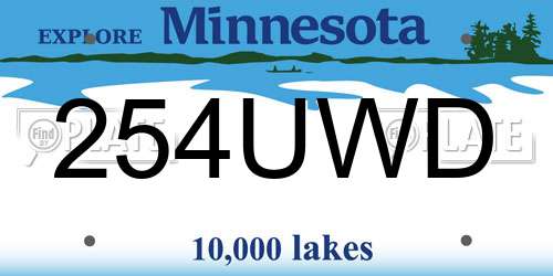 254UWD Minnesota License Plate