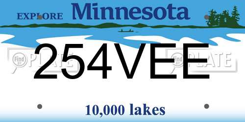 254VEE Minnesota License Plate