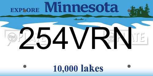 254VRN Minnesota License Plate