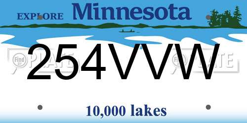 254VVW Minnesota License Plate