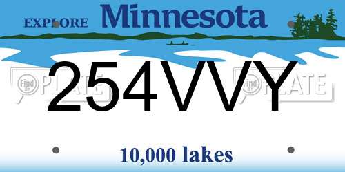 254VVY Minnesota License Plate